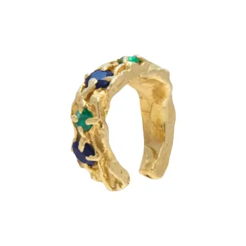 LOVENESS LEE Silver 18K Gold-Plated Sapphire Emerald Clip-On Earrings Women's Gold