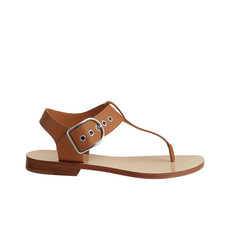 HERMES Klip One Strap Sandals Women's Brown-1