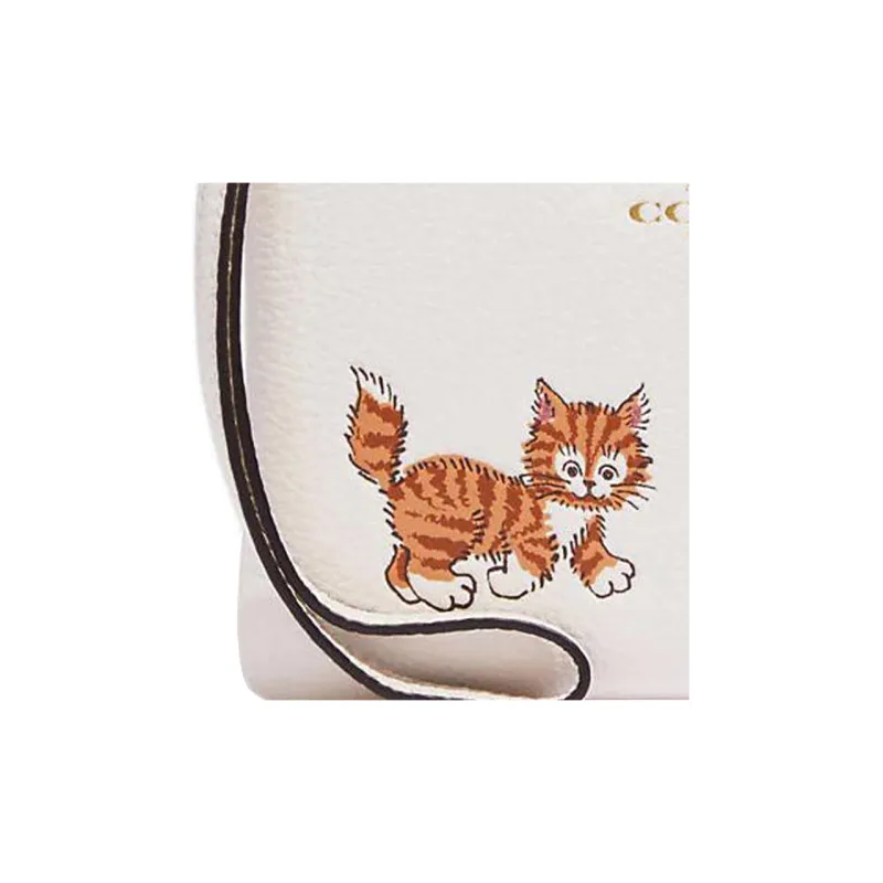 COACH Corner Zip Refined Pebble Leather Wrist Bag Coin Purse Clutch Small Size Women's Chalk White-3