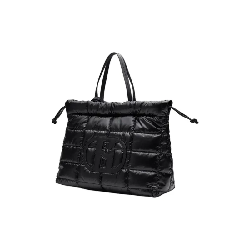 HAZZYS Polyurethane Tote Bag, Shopping Bag, Shoulder Bag, Handbag Tubas Women's Black-1