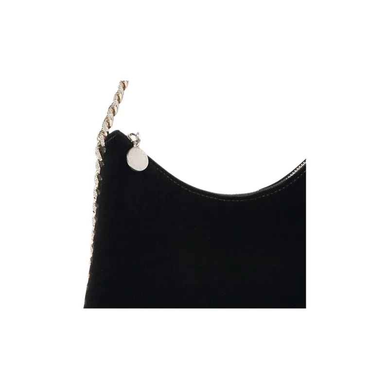 Stella McCartney Falabella Velvet Shoulder Bag Mini Women's Black-3