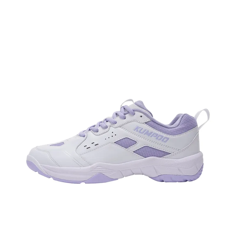 KUMPOO Cushioning Breathable Support Low-Top Badminton Shoes Unisex White Purple-0