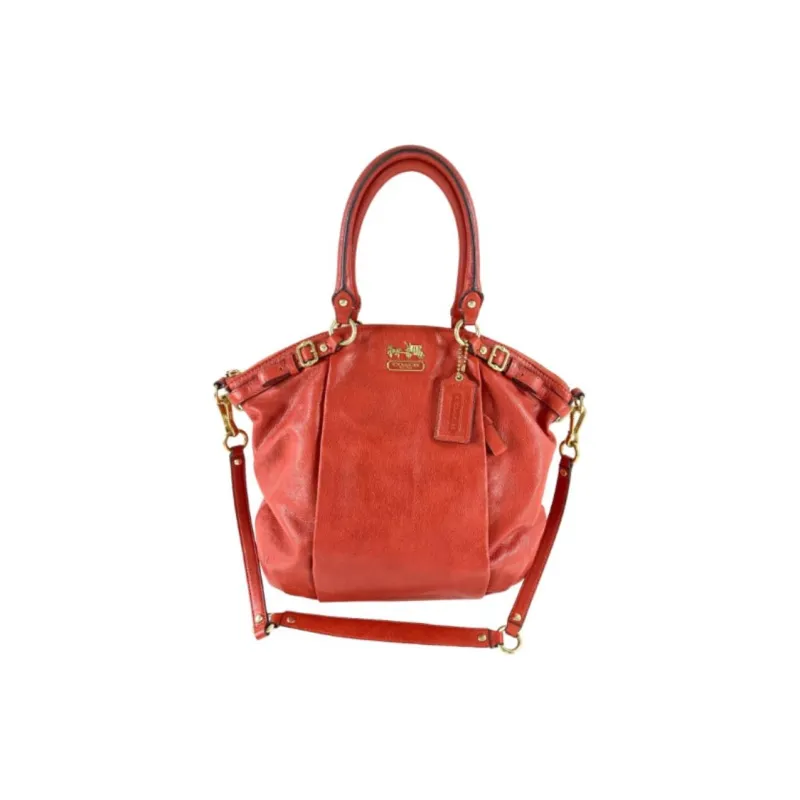 COACH Lindsey Leather Shoulder Bag Crossbody Bag Handbag Large Size Women's Brass Mosaic Color-1
