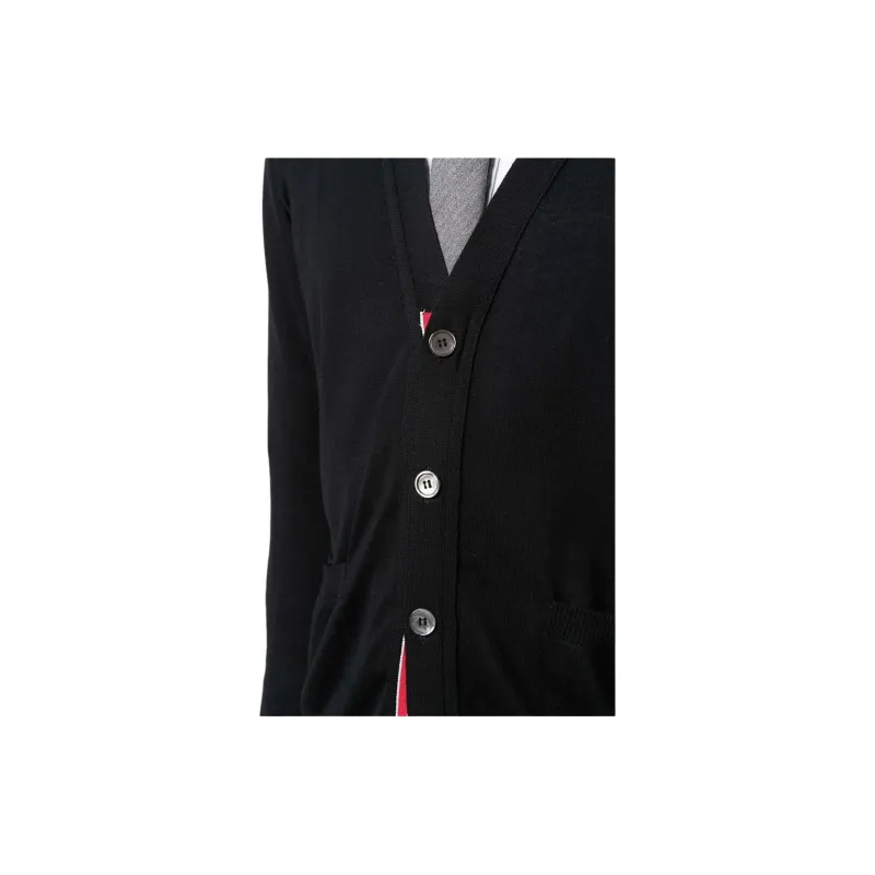 THOM BROWNE 4 Bar V Neck Knitted Cardigan-4