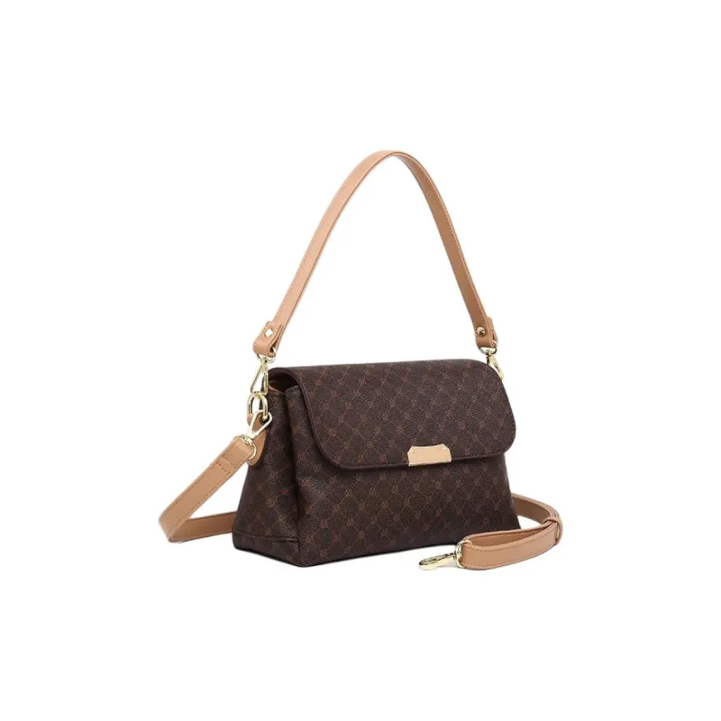 PESASRIE PVC One Shoulder Handbag Women's Coffee-1