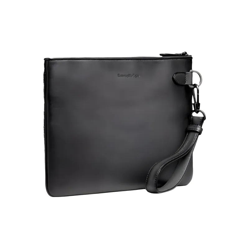 Zegna Lambskin With Calfskin Clutch Men's Black-1