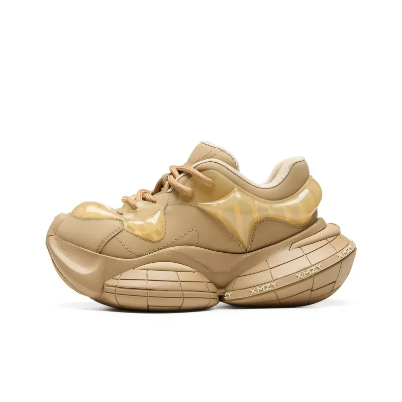 XMZY Interstellar Frisbee Series Chunky Sneakers Women's Low Top Cold Light Gunmetal/Angora Red/Guava Pink/Sand Peach/Pearl White-18
