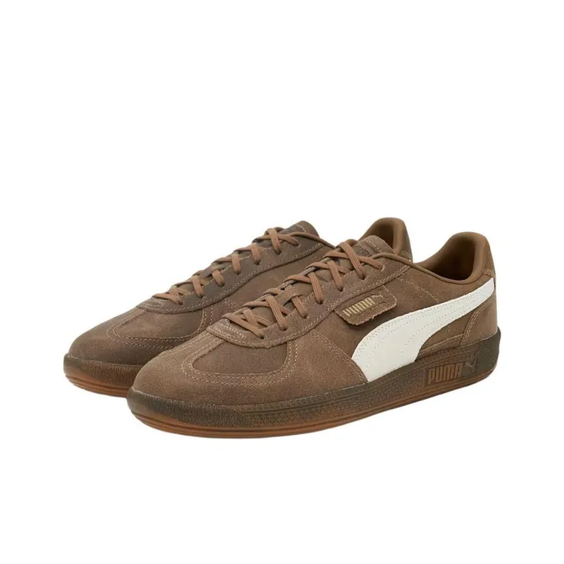 PUMA Palermo Anti Slip Wear Resistant Low Top Skateboard Shoes Unisex Brown White-2