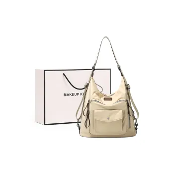 MAKEUP KITTEN Denim Synthetic Leather Shoulder Bag Women's Khaki