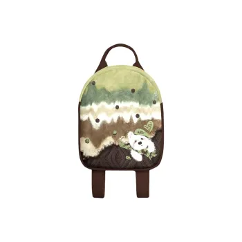 AOSONG Suede Tech Fabric Backpack Small Size Unisex Green/Black/Brown
