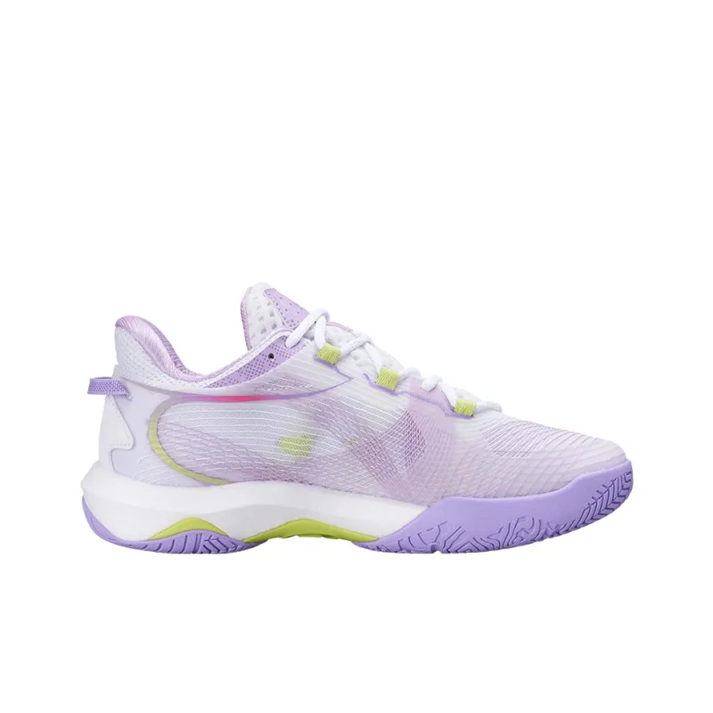 KUMPOO Cushioning Breathable Support Low-Top Badminton Shoes Unisex White Purple-1