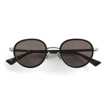Bottega Veneta Acetate Metal Irregular Shape Sunglasses Men's Black