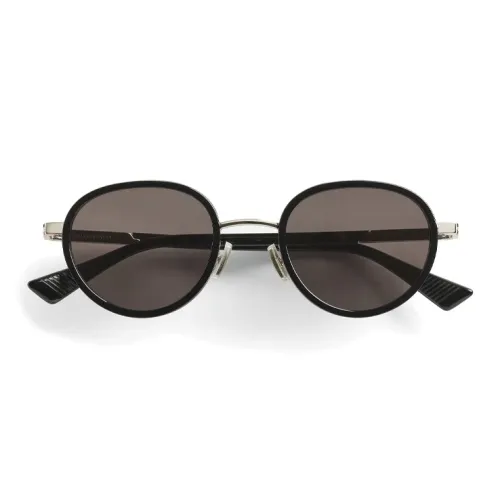 Bottega Veneta Acetate Metal Irregular Shape Sunglasses Men's Black