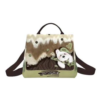 AOSONG Suede Tech Fabric Backpack Women's Green/Brown/Black