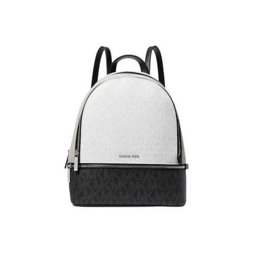 MICHAEL KORS Coated Canvas Backpack Medium Size Women's Black & White