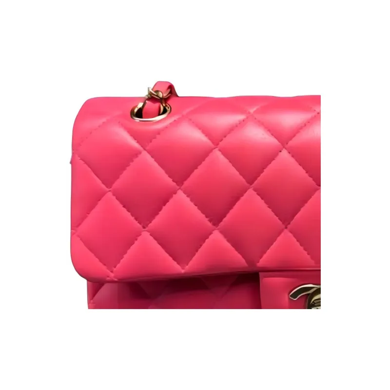 CHANEL Classic Flap CF Sheepskin Shoulder Bag Trumpets Women's Peach Pink-2