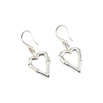 GUCCI 2000 2024 Sterling Bamboo Heart Drop Earrings Costume Earrings