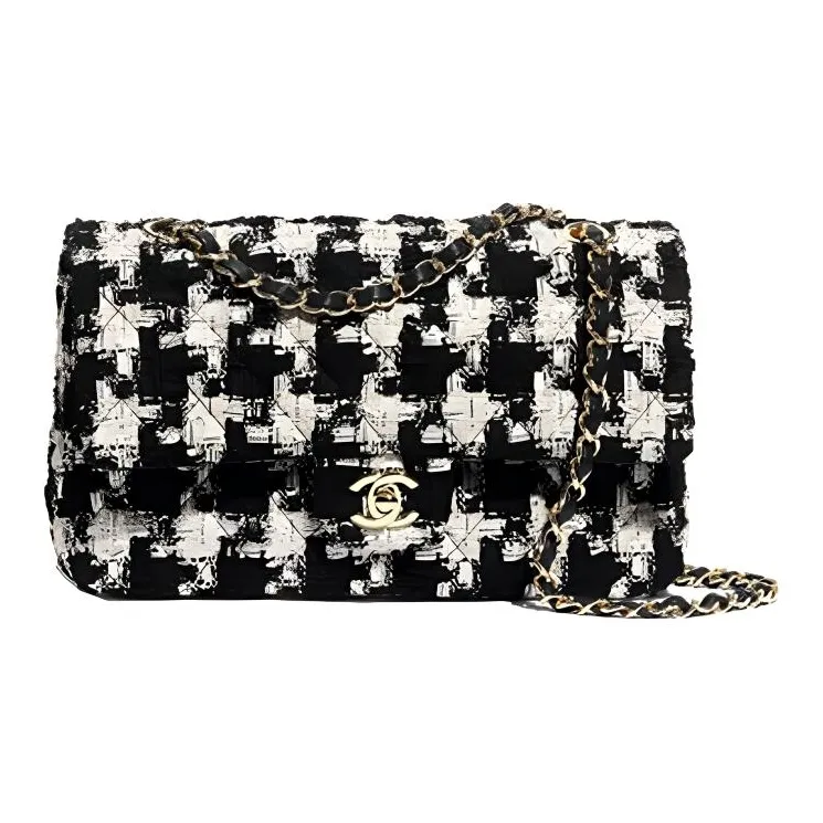 CHANEL Classic Flap CF Woolen Flap Bag Shoulder Bag Women's Black-0