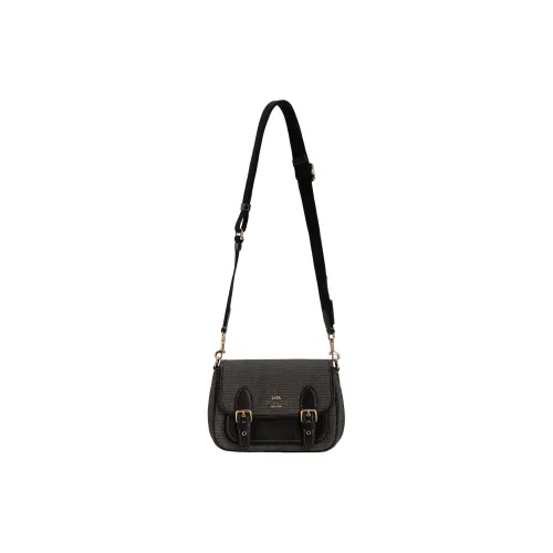COACH Lucy Fabric With Cow Leather Shoulder Bag, Crossbody Bag Medium Size Women's Black