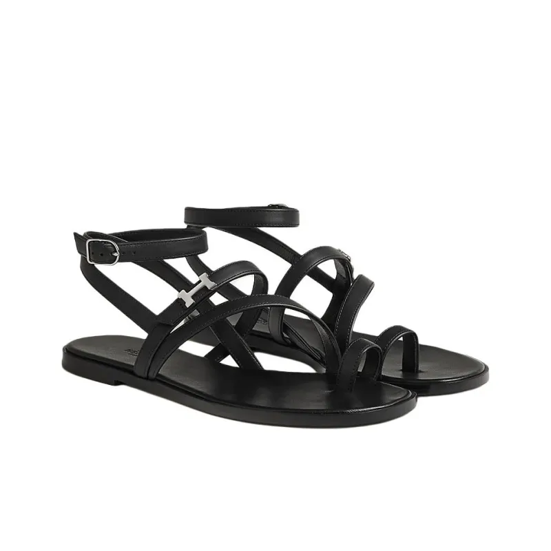 HERMES Harmonie One Strap Sandals Women's Black-2
