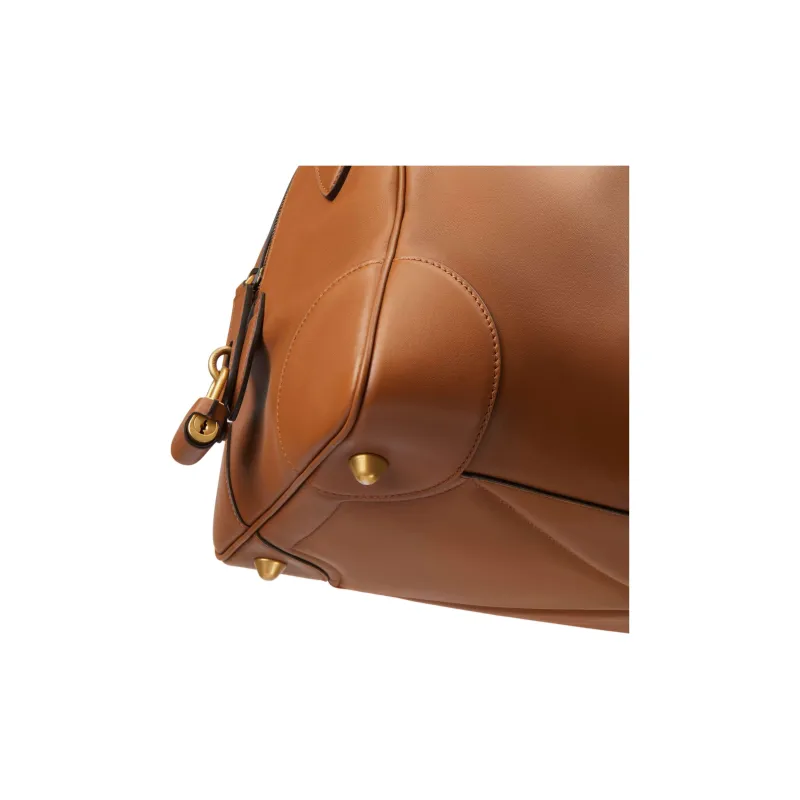 GUCCI GG Emblem Leather Travel Bag Men's Brown-5