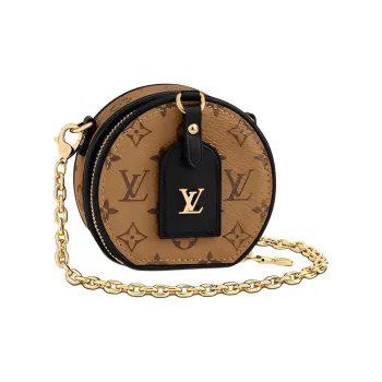LOUIS VUITTON Boite Chapeau Canvas With Calfskin Small Round Bag, Crossbody Bag, Shoulder Bag Women's Brown