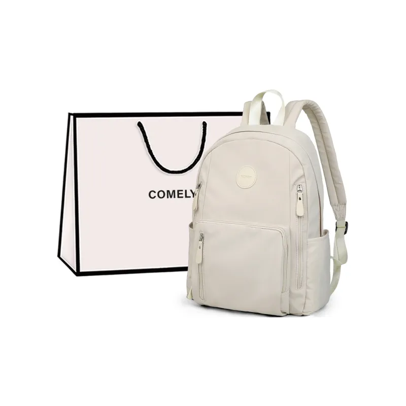 COMELY Fabric Laptop Backpack Regular Women's Ecru-0