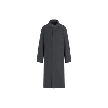 GIORGIO ARMANI Long Coat In Chevron Jacquard Cashmere blend Cloth