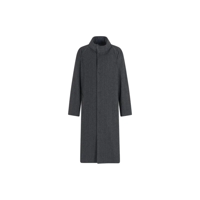 GIORGIO ARMANI Long Coat In Chevron Jacquard Cashmere blend Cloth-0