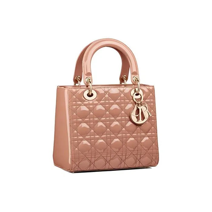 DIOR Lady Dior Cow Leather Handbag Medium Size Women's Rose Pink-1