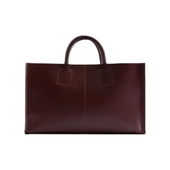 ZARA Buffalo Leather Tote Bag Shopping Bag Handbag Mini Women's Burgundy
