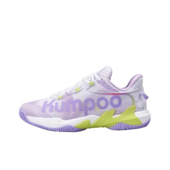 KUMPOO Cushioning Breathable Support Low Top Badminton Shoes Unisex White Purple