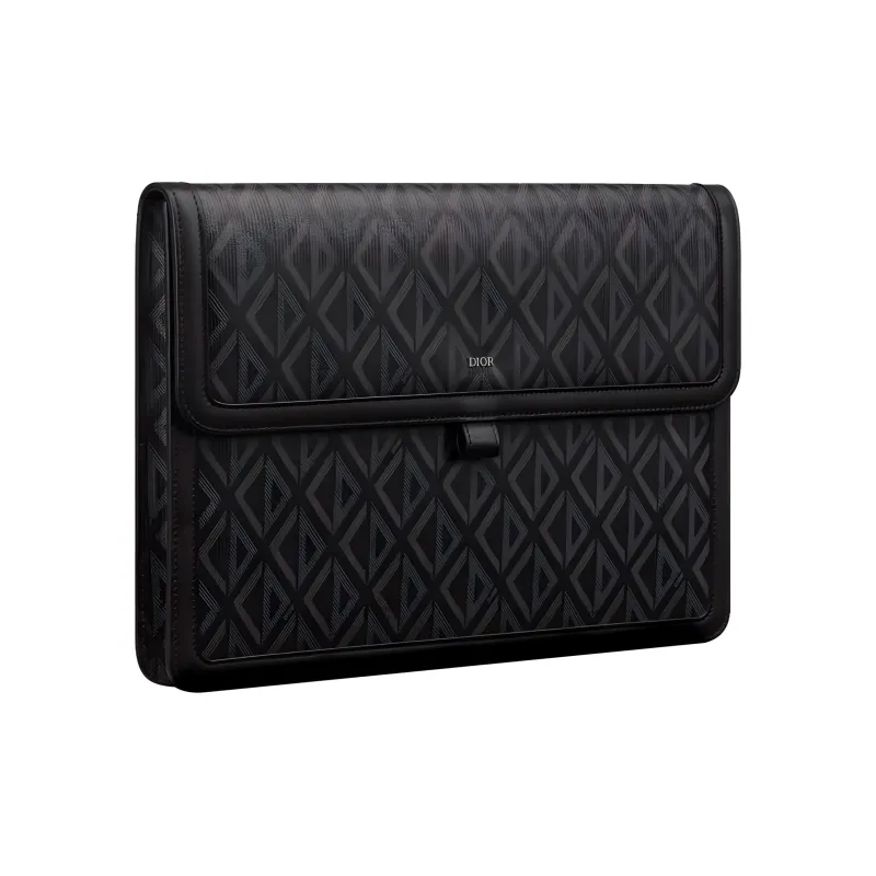 DIOR Hit The Road Diamond Canvas Cow Leather Patchwork Clutch Men's Black-1