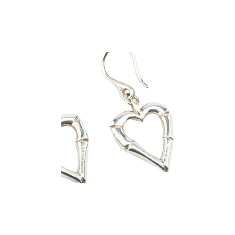 GUCCI 2000 2024 Sterling Bamboo Heart Drop Earrings Costume Earrings-2