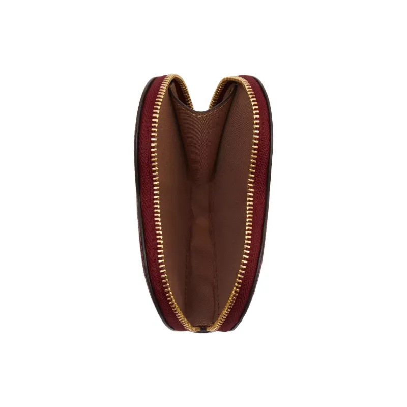 COACH Heart Leather Heart Shaped Bag Coin Purse Mini Women's Red & Khaki-3