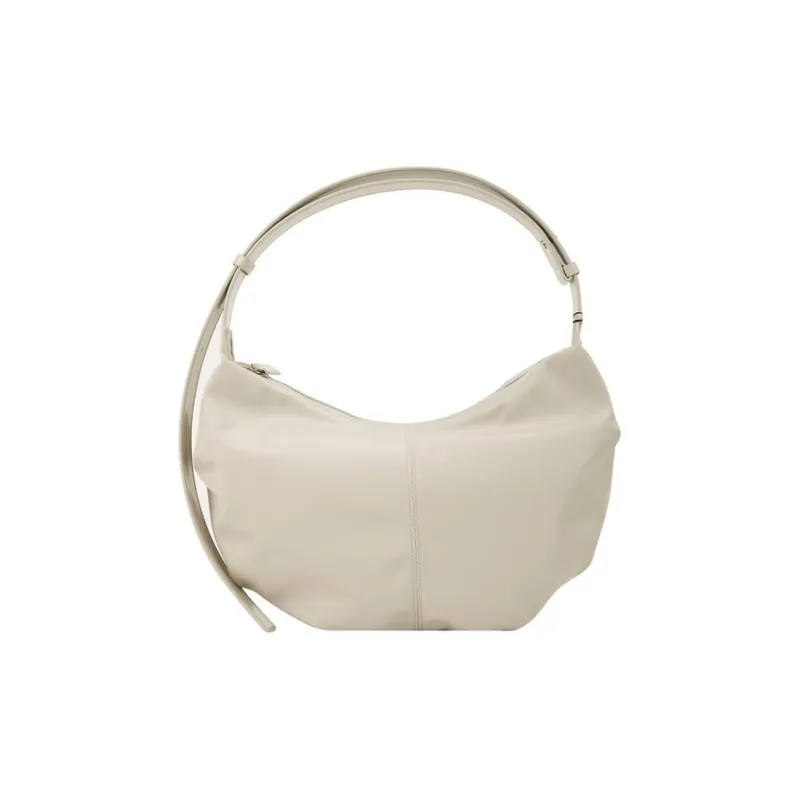 NOTHING WRITTEN Fabric Dumpling Bag Shoulder Bag Medium Size Women's Black/Sea Salt White-5