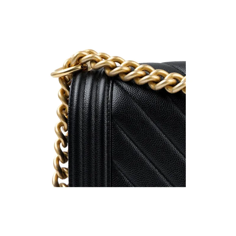 CHANEL Leboy Cow Leather Shoulder Bag, Crossbody Bag Medium Size Women's Black-4