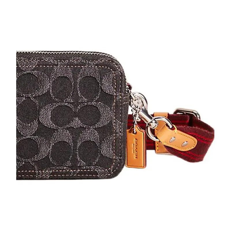 COACH Kira Iconic Denim With Calfskin Camera Bag Shoulder Bag Crossbody Bag Small Size Women's Black-2