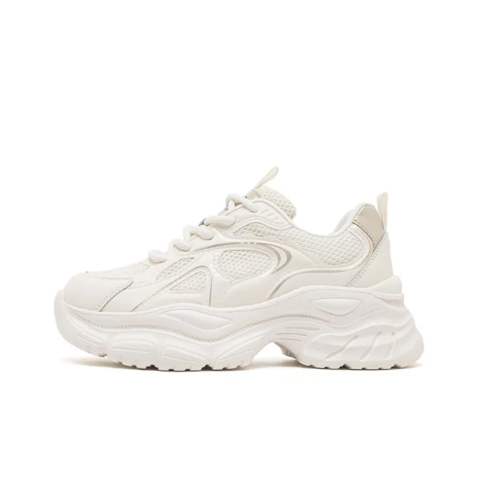 DAPHNE Anti Slip Wear Resistant Low Top Chunky Sneakers Women's Beige Gold-0