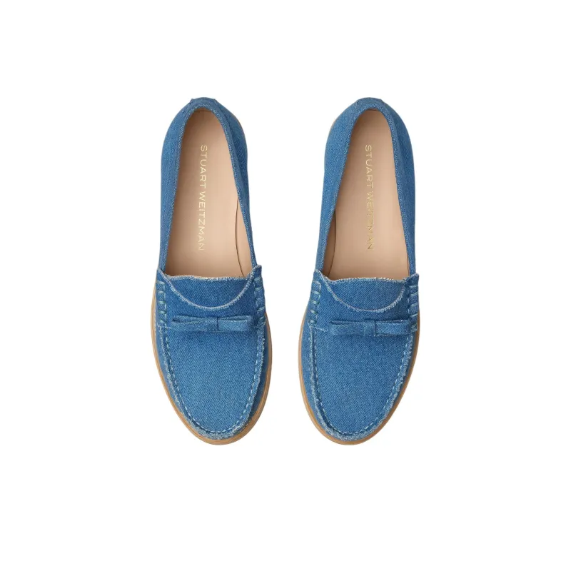 Stuart Weitzman/SW Lottie Bow Loafers Women's Blue-4