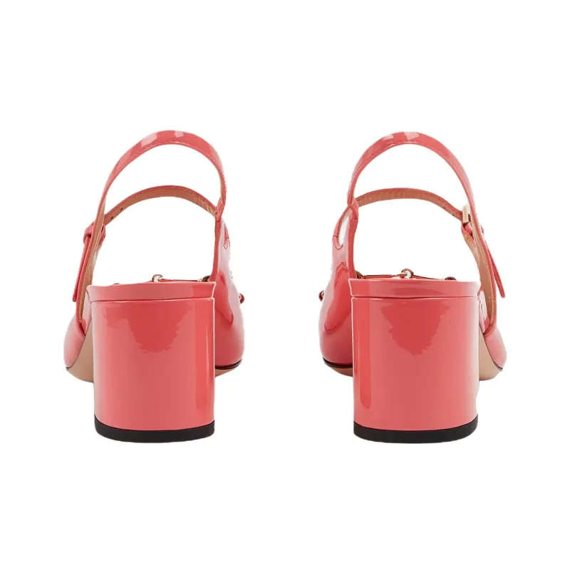 GUCCI Horsebit Chunky Heel High Heels 5cm Women's Pink-4