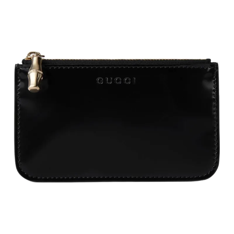 GUCCI Leather Key Pouch Trumpets Women's Black-1