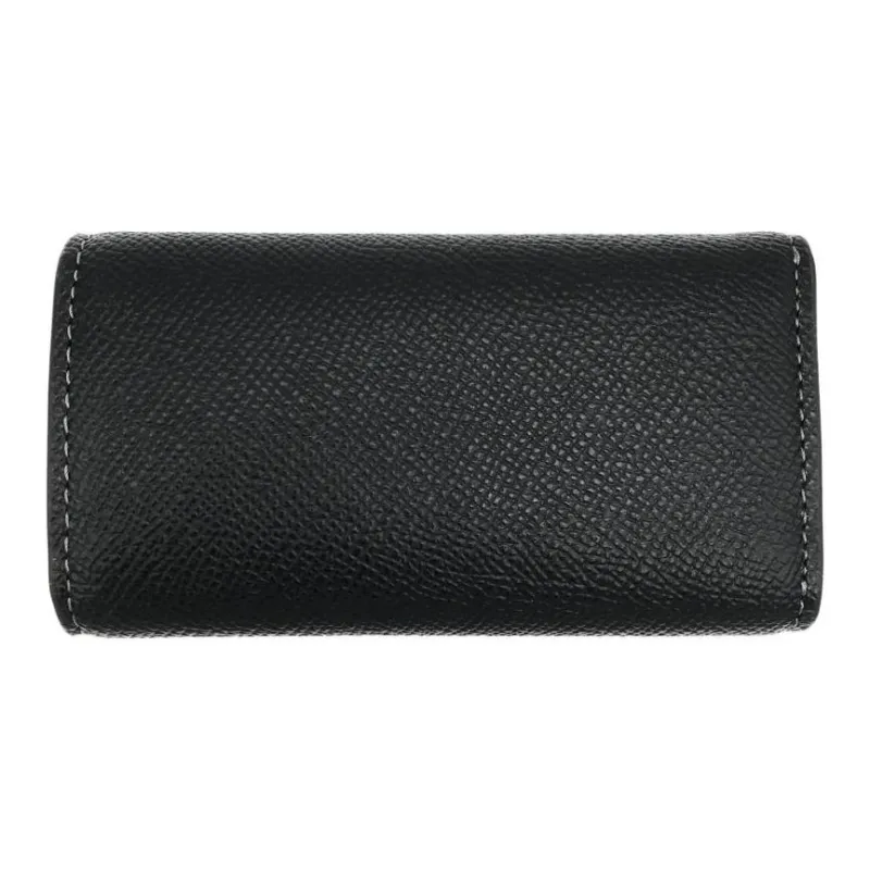 COACH Key Case Cross Grain Leather Key Pouch Unisex Black-2