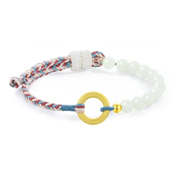 Lao Feng Xiang 999 Fine Silver Hetian Beauty Jade Bracelet Women's
