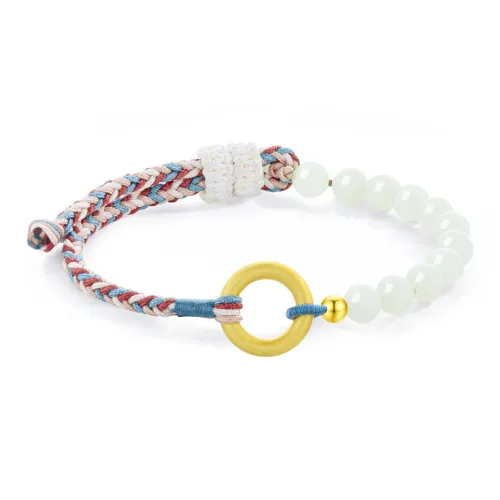 Lao Feng Xiang Hetian Jade Bracelets Pale Greenish White Jade Women's