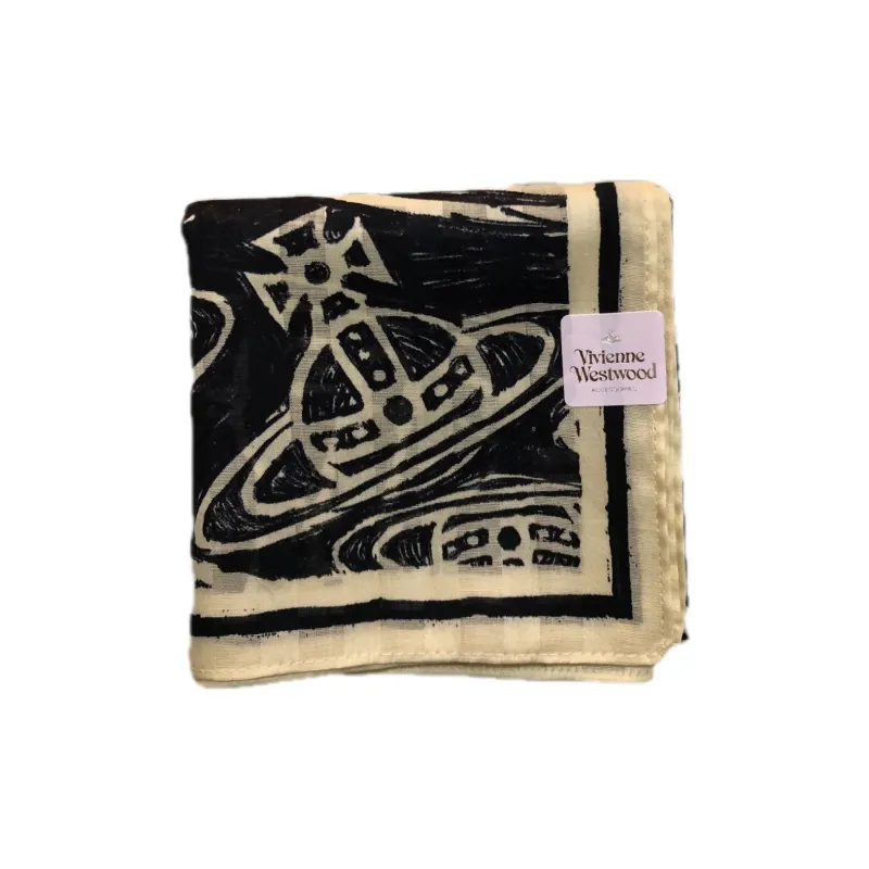 Vivienne Westwood Cotton Silk Scarves Unisex Black-1