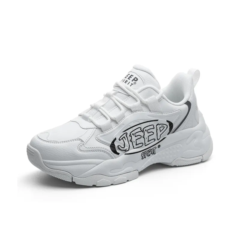 JEEP SPIRIT Slip Resistant, Abrasion Resistant, Waterproof, Height Increasing Low Top Chunky Sneakers Men's White-2