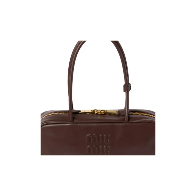 MIU MIU Beau Calfskin Handbag Medium Size Women's Heather Wood Color-2