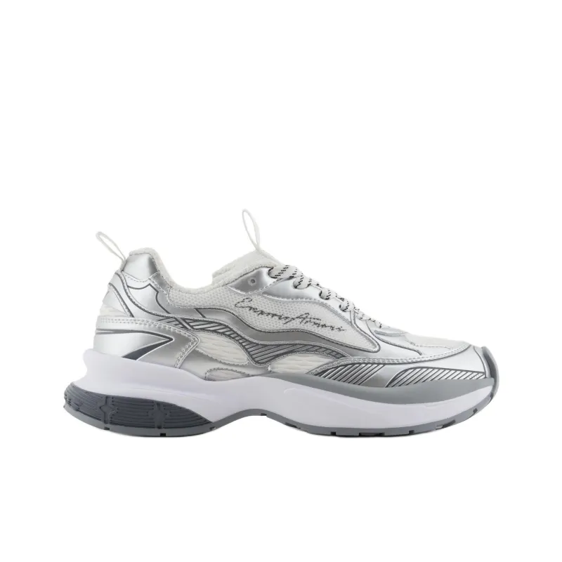 EMPORIO ARMANI Logo Debossed Mesh Panelled Sneakers-1