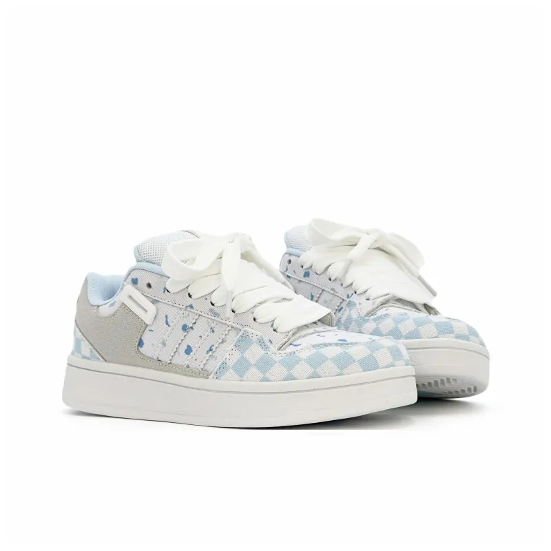Teddy Bear Collection Coverage Slip Resistant And Abrasion Resistant Low Top Skateboard Shoes Women's Light Blue Gray-4